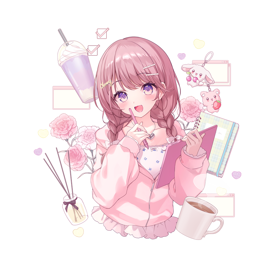 タブレットでイラストを描いている女の子